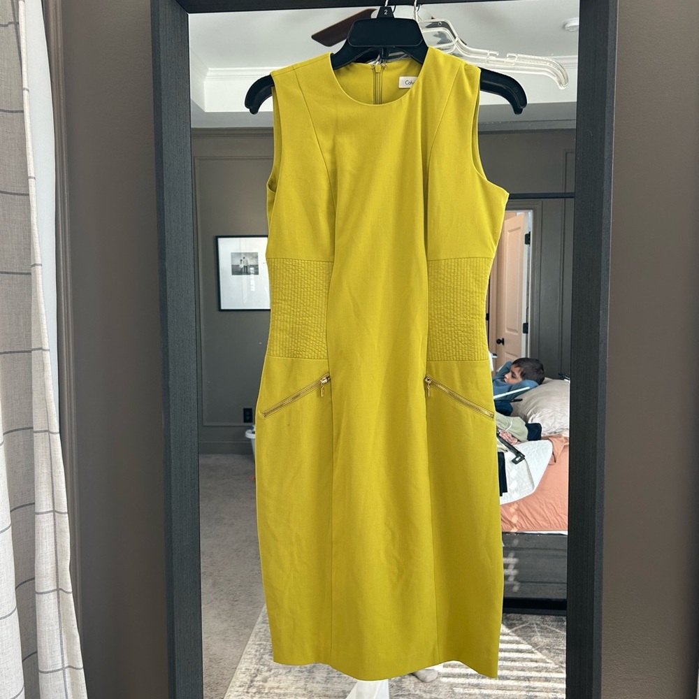 Calvin Klein Vibrant Yellow Midi Dress